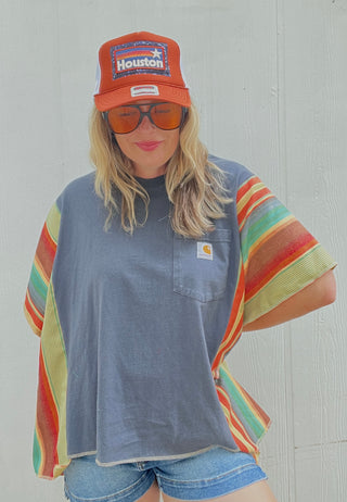 *True Treasure* Carhartt Reworked Rio Poncho Top [Blue]