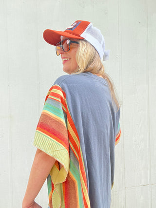*True Treasure* Carhartt Reworked Rio Poncho Top [Blue]