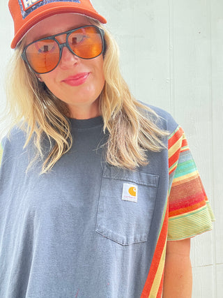 *True Treasure* Carhartt Reworked Rio Poncho Top [Blue]