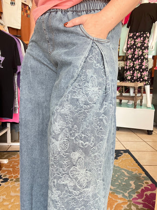 Butterfly Garden Wide-Leg Jeans