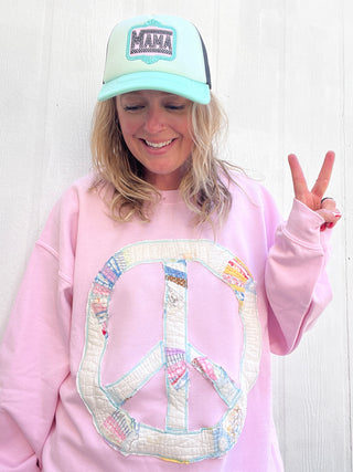 *True Treasure* Pink Peace Quilt Pullover [XL]