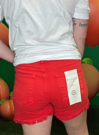 Cherry Red Cutoff Shorts