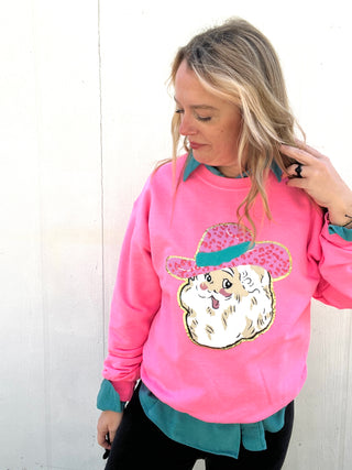 Sassy Western Santa Pullover