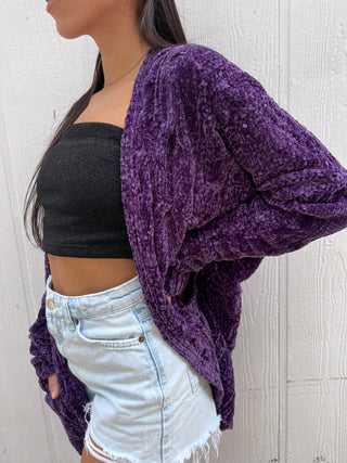 Plum Royal Chenille Cardigan