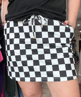 Checkered Athletic Skort [Black]
