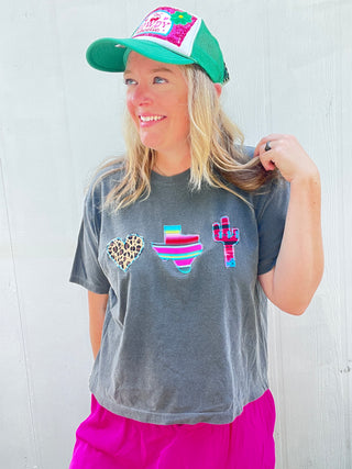 Love Texas Cactus Cropped Tee