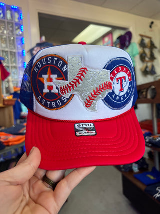 House Divided Circle Texas Baseball Layered Trucker Hat