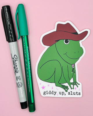 Giddy up Frog Sticker