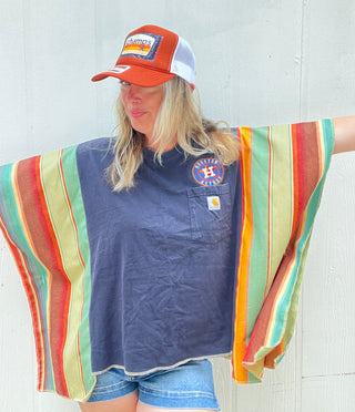 HTOWN Rio Carhartt Reworked Poncho Top [Navy]