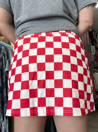 Checkered Athletic Skort [Red]