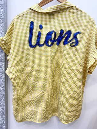 *True Treasure* Lake Creek Lions Gingham Top