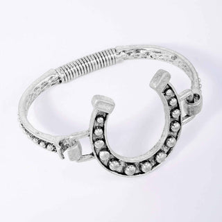 Rustic Horseshoe Hinged Bangle Bracelet