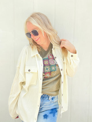 The Cloud Waffle Knit Shacket [Cream]