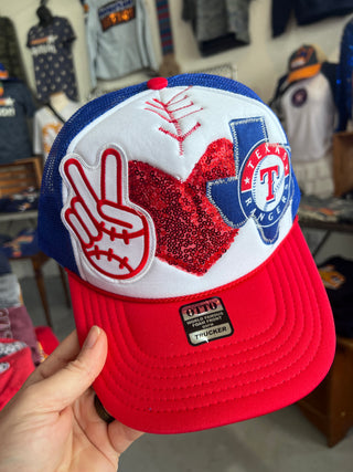 Peace Love Texas Baseball Layered Trucker Hat
