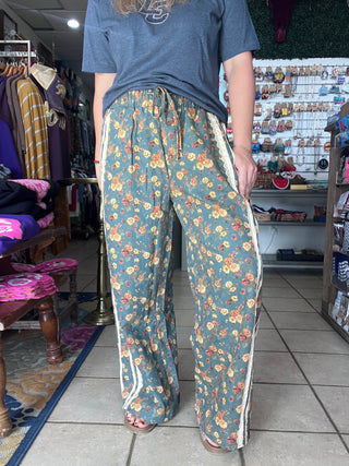 Vintage Garden Floral Wide Leg Pants