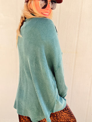 The Cloud Waffle Knit Shacket [Forest]