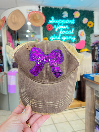 Sequin Ribbon Dirty Trucker Hat