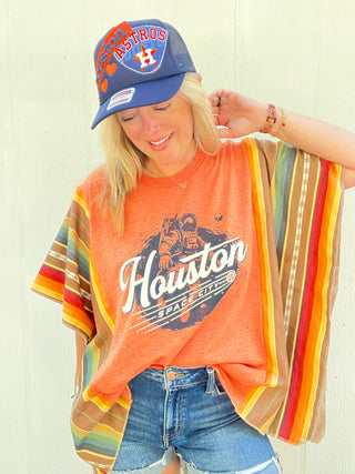Space City Sol Serape Poncho [Orange]