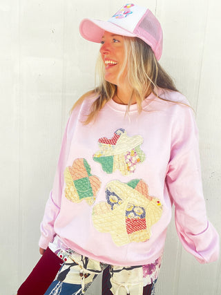 *True Treasure* Flower Power Quilt Pullover [Large]