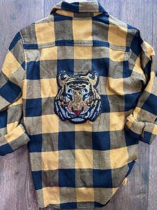 Gold Tiger Boyfriend Plaid Shirt