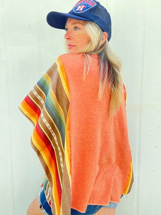 Space City Sol Serape Poncho [Orange]