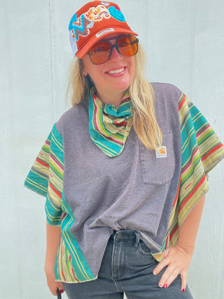 Navajo Carhartt Reworked Poncho Top