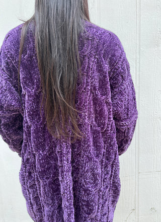 Plum Royal Chenille Cardigan