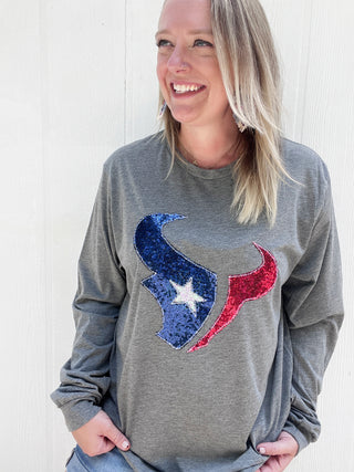 Houston Football Sequin Long Sleeve