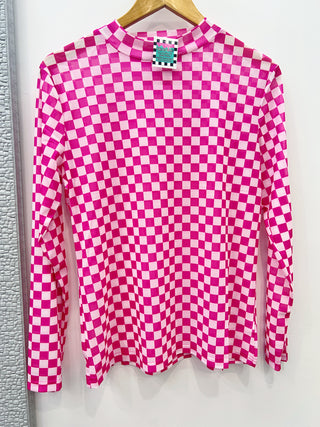 Checkered Cutie Mesh Top [Pink]