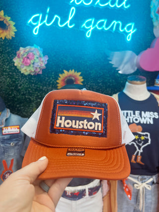 Stars Over Houston Layered Trucker Hat [Rust]