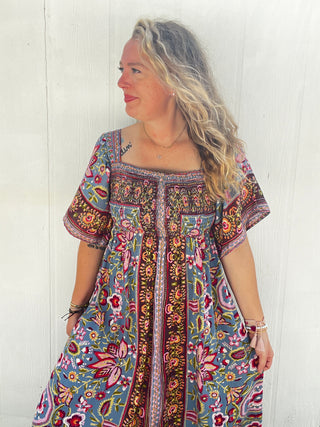 Harvest Moon Floral Midi Dress