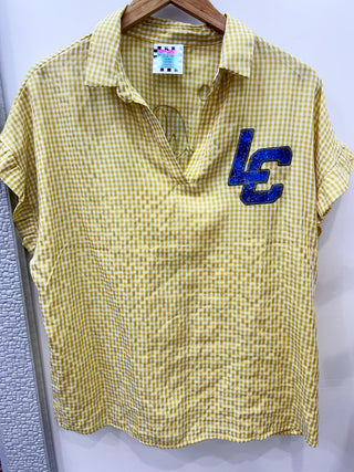 *True Treasure* Lake Creek Lions Gingham Top