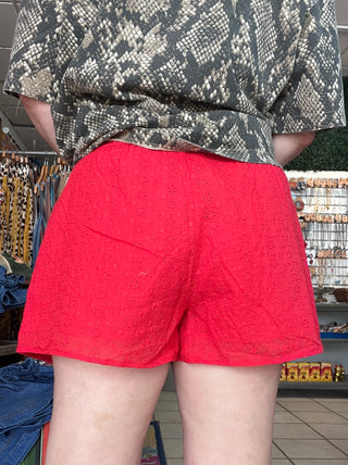 Southern Bell Eyelet Shorts [Red]