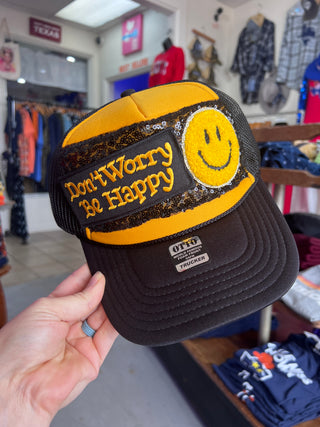 Don’t Worry Be Happy Layered Trucker Hat