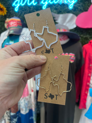Hammered Texas Outline Earrings