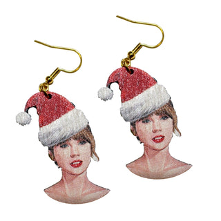 Last Call Christmas Taylor Swift Wooden Earrings