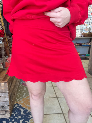 High-Society Scalloped Skort [Red]