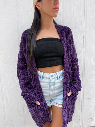 Plum Royal Chenille Cardigan