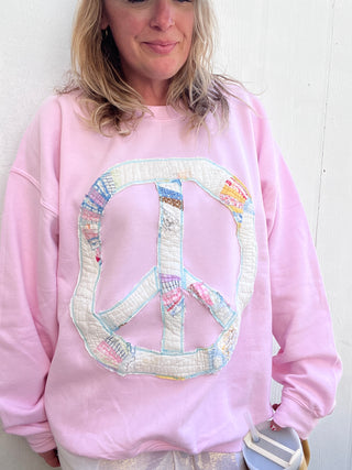 *True Treasure* Pink Peace Quilt Pullover [XL]