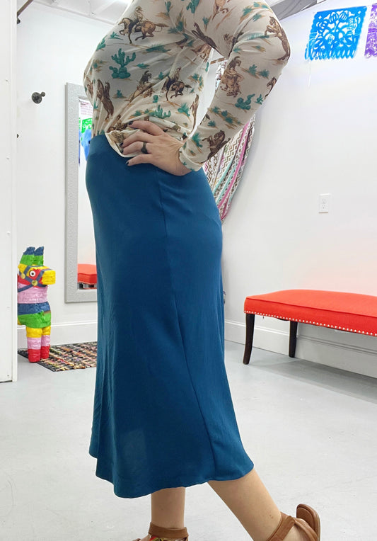Make a Statement Midi Skirt [Teal]