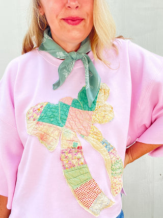 *True Treasure* Quilted Bow Cropped Pullover