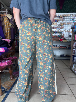 Vintage Garden Floral Wide Leg Pants