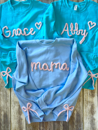 Custom Name Yarn Bow Pullover