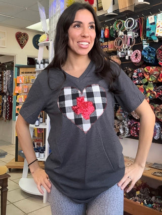 I Heart Texas Tee [Plaid Sequin]