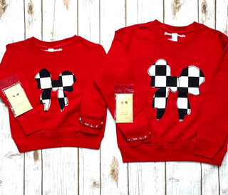 Checkered Bow Kid's Pullover