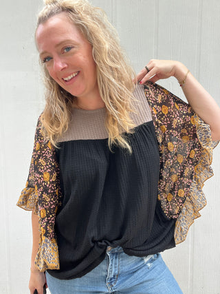 Fair Oaks Floral Mix Top [Black]