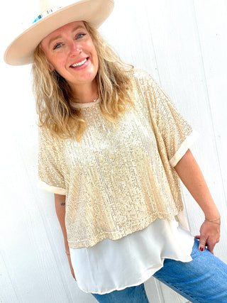 Golden Hour Glam Sequin Top