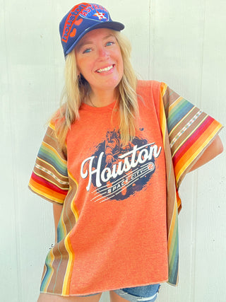 Space City Sol Serape Poncho [Orange]