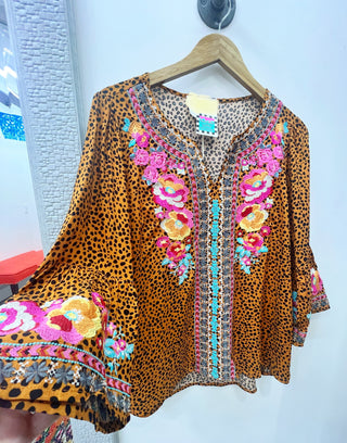 Last Call Wild Embroidered Bell Sleeve Top [All Sizes]