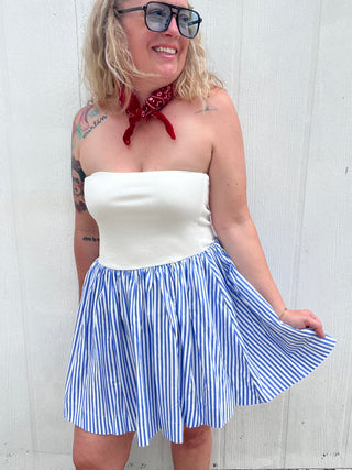 Blue Breeze Strapless Dress